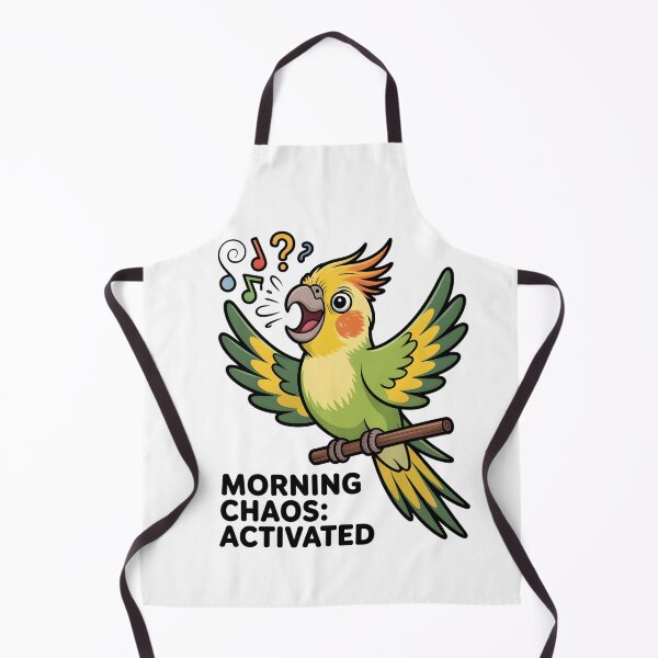Item preview, A cartoon parrot screams Morning Chaos_ Activated designed and sold by Pawmoods.
