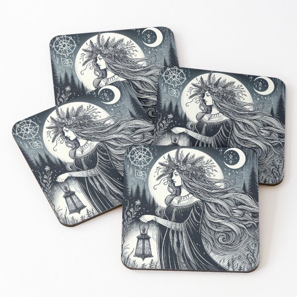 Item preview, Frostbound Priestess – Gothic Pagan Winter Art designed and sold by Roberta Calabrese.