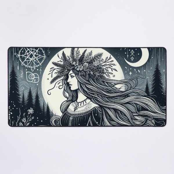 Item preview, Frostbound Priestess – Gothic Pagan Winter Art designed and sold by Roberta Calabrese.
