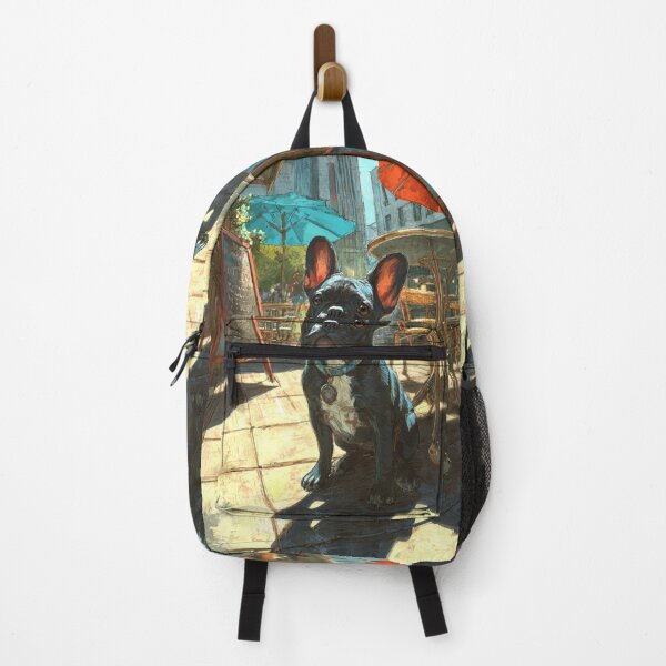 Item preview, French Bulldog sitting in a bustling city street café, Dogs in Motion designed and sold by CDC40.