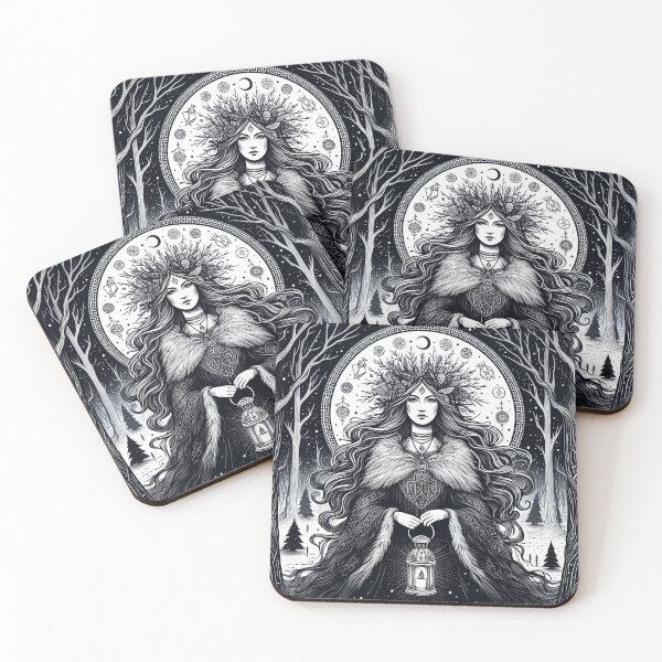 Item preview, Frostbound Priestess – Gothic Pagan Winter Art designed and sold by Roberta Calabrese.