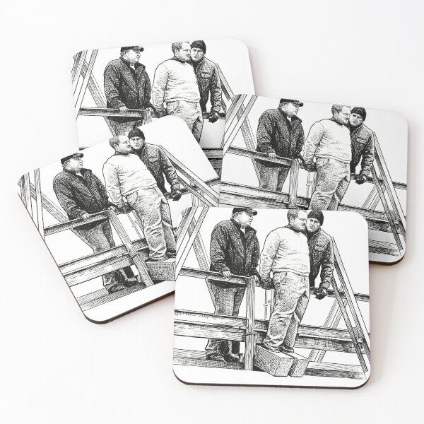 Item preview, Man Wearing Cement Shoes About To Be Pushed Over Bridge designed and sold by Naux | Design & Illustration.