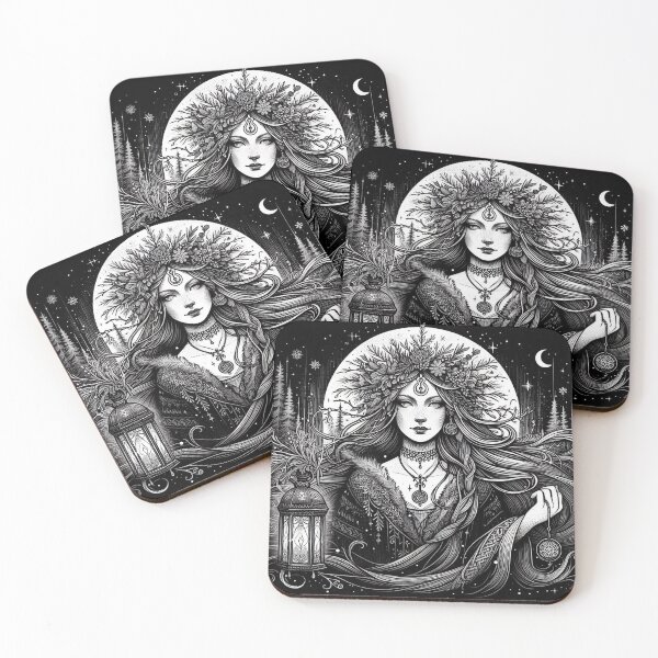 Item preview, Frostbound Priestess – Gothic Pagan Winter Art designed and sold by Roberta Calabrese.