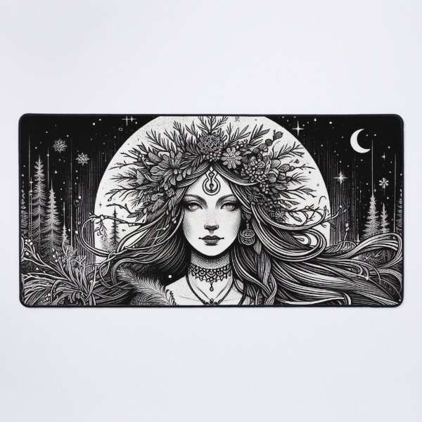 Item preview, Frostbound Priestess – Gothic Pagan Winter Art designed and sold by Roberta Calabrese.