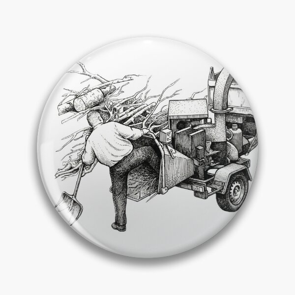 Item preview, Man Pressing Foot Into Wood Chipper designed and sold by Naux | Design & Illustration.