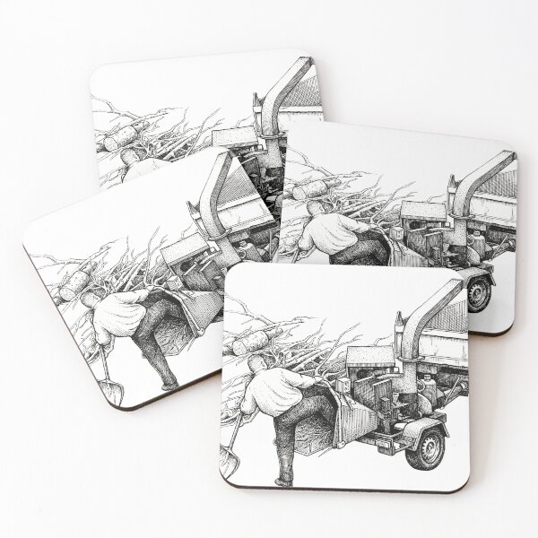 Item preview, Man Pressing Foot Into Wood Chipper designed and sold by Naux | Design & Illustration.