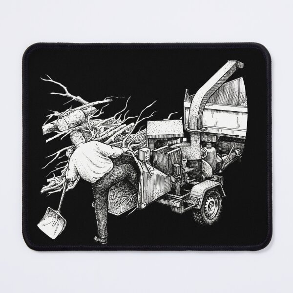 Item preview, Man Pressing Foot Into Wood Chipper designed and sold by Naux | Design & Illustration.