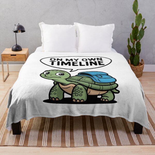 Item preview, A slow, relaxed cartoon turtle with the caption On my own schedule designed and sold by Pawmoods.