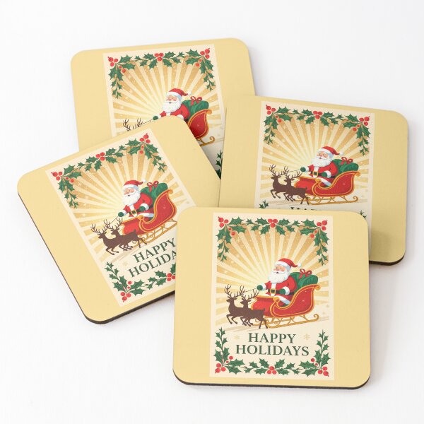 Item preview, Santa, Reindeers & Holly - Happy  Holidays designed and sold by DesignsByPrnces.