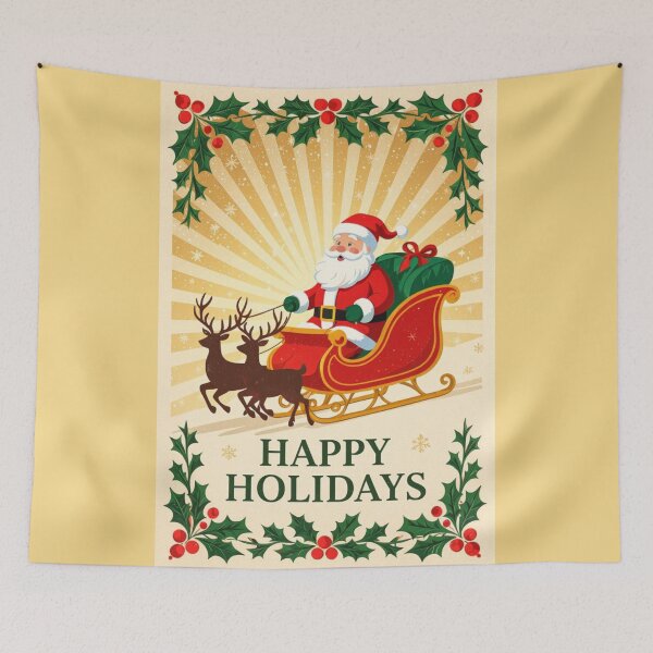 Item preview, Santa, Reindeers & Holly - Happy  Holidays designed and sold by DesignsByPrnces.