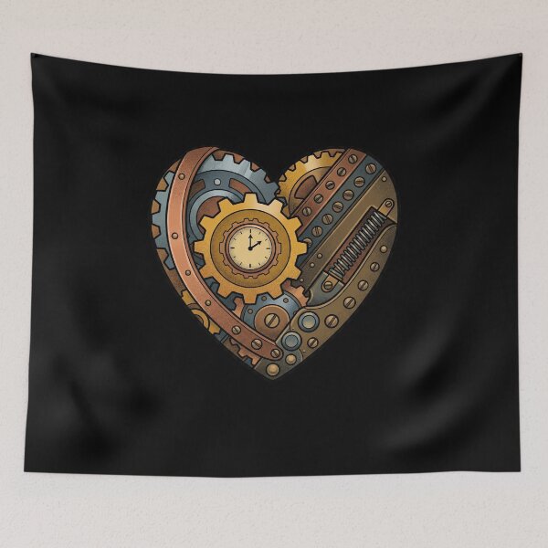 Item preview, Steampunk Clockwork Heart With Cogs And Time Motif designed and sold by elderberry.