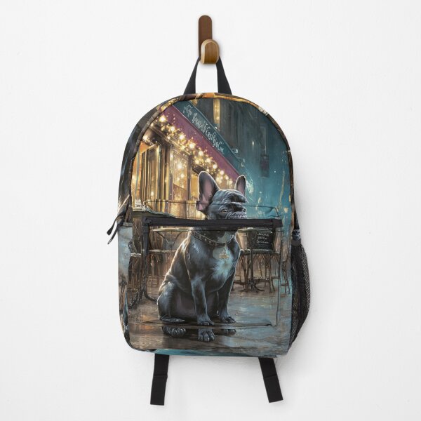 Item preview, French Bulldog sitting in a bustling city street café, Dogs in Motion designed and sold by CDC40.