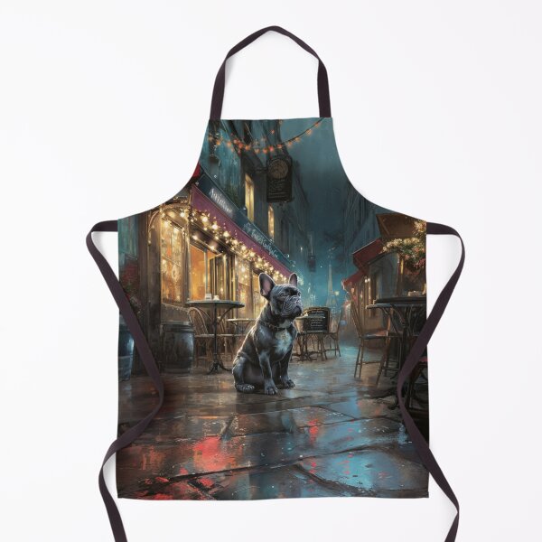 Item preview, French Bulldog sitting in a bustling city street café, Dogs in Motion designed and sold by CDC40.