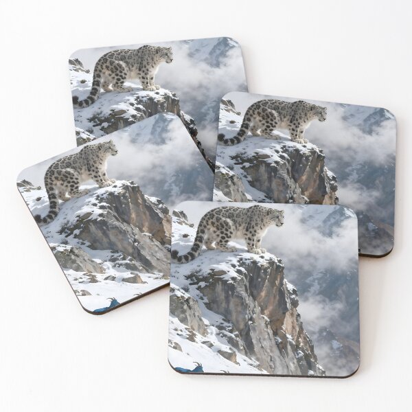 Item preview, Majestic Snow Leopard Overlooking Blue Mountain Goats designed and sold by internetwatcher.