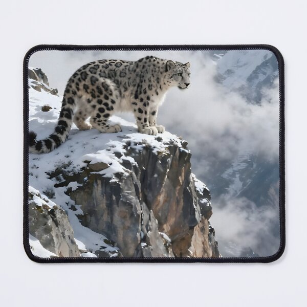 Item preview, Majestic Snow Leopard Overlooking Blue Mountain Goats designed and sold by internetwatcher.