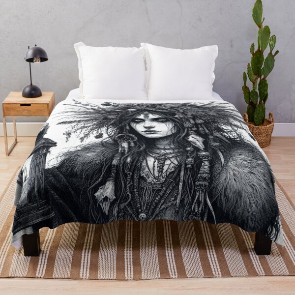 Item preview, Winter Oracle Goddess – Dark Mythic Illustration designed and sold by Roberta Calabrese.