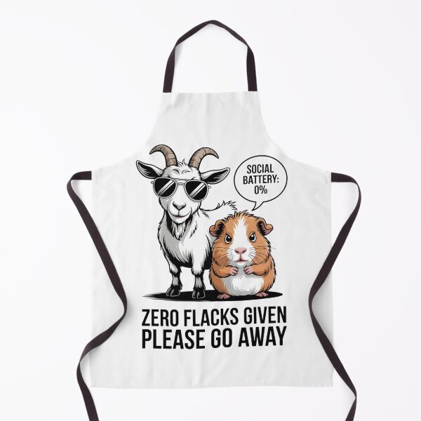 Item preview, A sarcastic goat and a tired guinea pig with the phrase Social battery 0% designed and sold by Pawmoods.