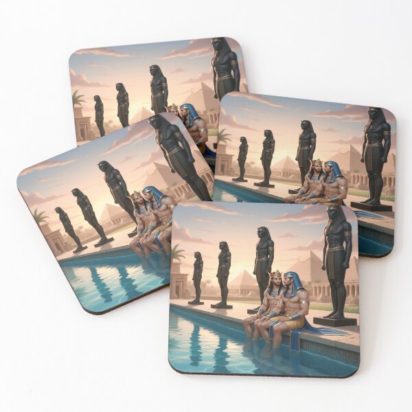 Item preview, Classical-inspired artwork: princely partners united in a serene historic pool. designed and sold by Elando1212.