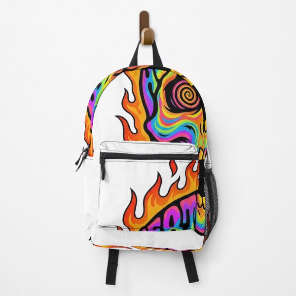 Item preview, Psychedelic "Heartbreaker" Flaming Skull T-Shirt Design | Rainbow Fire Typography Art designed and sold by Alexrtr.
