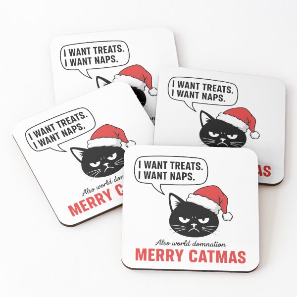 Item preview, Funny Cat Shirt - I Want Treats I Want Naps Also World Domination - Merry Catmas Holiday Humor Tee designed and sold by kinany00.