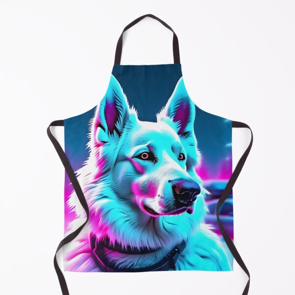 Item preview, Furturistic white swiss shepherd dog in neon lights designed and sold by WSS Dog designs.