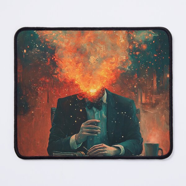 Item preview, Flaming Head Surreal Portrait | Emotional Fire and Smoke Dark Fantasy designed and sold by MetroEnvision.