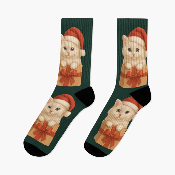 Artikelvorschau, Weißes Weihnachtskätzchen in Geschenkbox ??? entworfen und verkauft von pixelandpine.