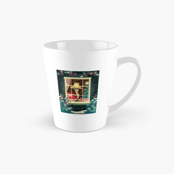 Item preview, Christmas MCM Mid Century modern style Leg Lamp in window with Christmas Lights and snowy scene designed and sold by Jdawnink.