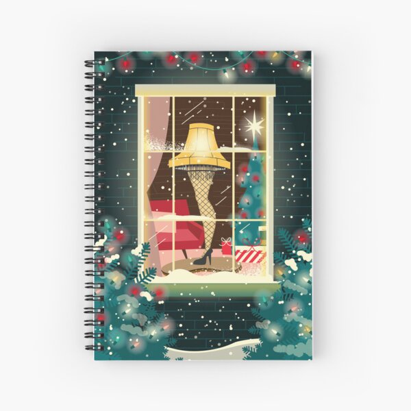 Item preview, Christmas MCM Mid Century modern style Leg Lamp in window with Christmas Lights and snowy scene designed and sold by Jdawnink.