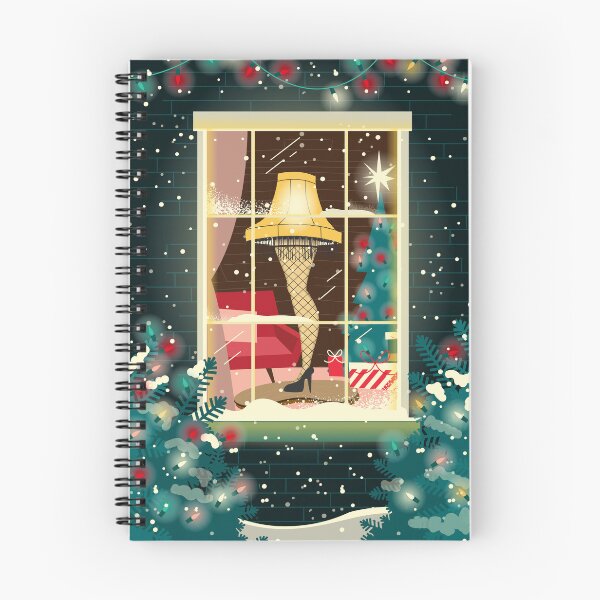 Item preview, Christmas MCM Mid Century modern style Leg Lamp in window with Christmas Lights and snowy scene designed and sold by Jdawnink.