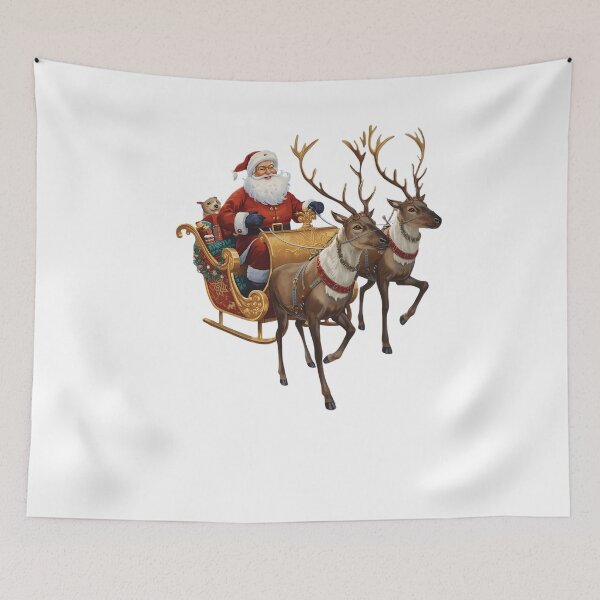 Item preview, Santa Riding Sleigh with Reindeer designed and sold by magicchristmas.