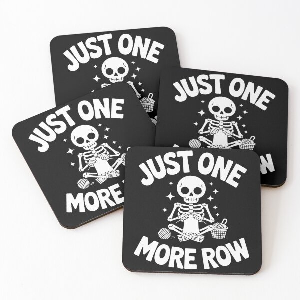 Item preview, Just One More Row, Funny Knitting Lover Gift, Crochet Skeleton Humor Graphic Design designed and sold by NewaveBoutique.