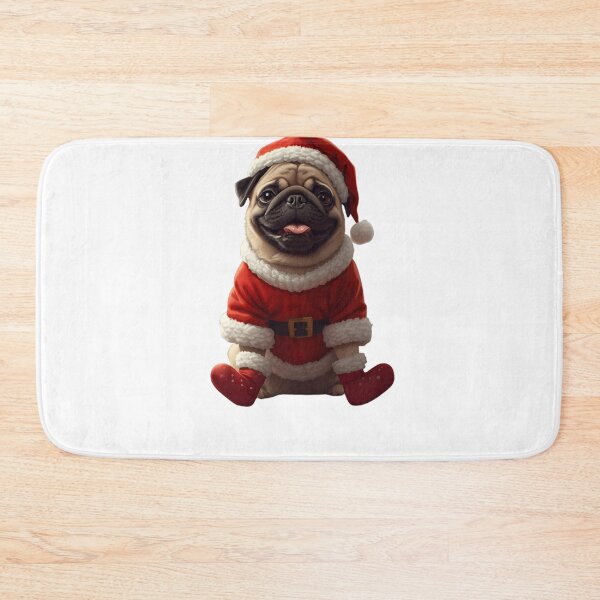 Item preview, Christmas Pug in Santa Outfit designed and sold by magicchristmas.
