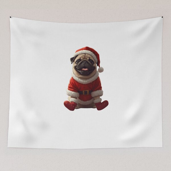 Item preview, Christmas Pug in Santa Outfit designed and sold by magicchristmas.