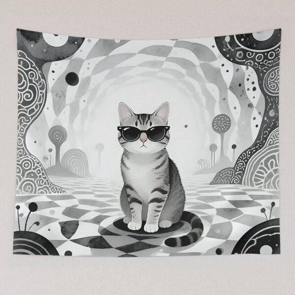 Item preview, A cat wearing sunglasses in a strange place.  designed and sold by Nomad-Maynard.