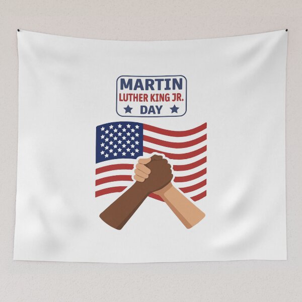 Item preview, Martin Luther King Jr. Day Unity Hands & American Flag – Equality, Freedom, Civil Rights Movement Tribute Design designed and sold by BrainBubbleArt.