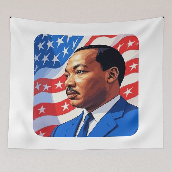 Item preview, Powerful MLK Civil Rights Tribute Art – Inspirational American Flag Portrait | Martin Luther King Legacy Design for Equality & Justice designed and sold by BrainBubbleArt.