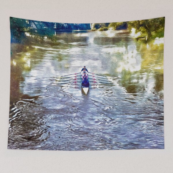Item preview, Rowing Crew on River Painted Style Artwork designed and sold by Michael van der Hoorn.