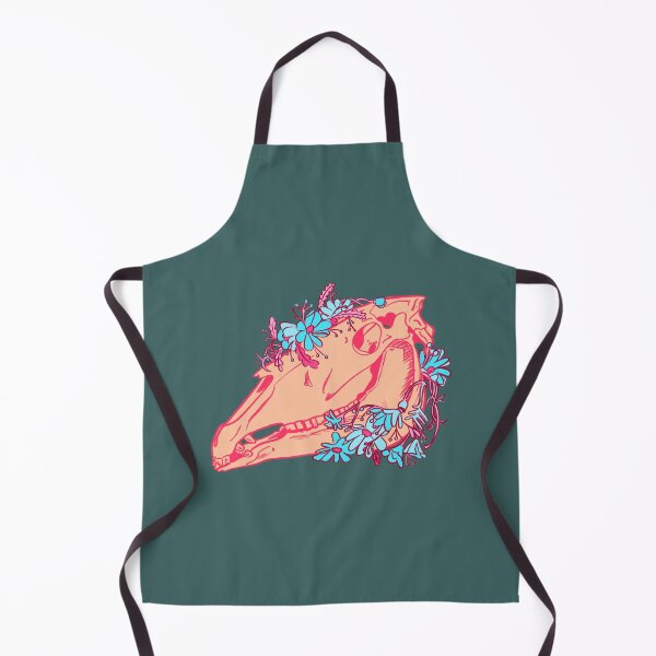 Item preview, Mari Lwyd Christmas horse skull with bright pink and blue flowers | cute spooky Lovecraft inspired illustration  designed and sold by kawaicherrypi.