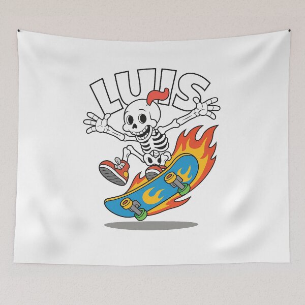 Item preview, Flaming Skateboard Luis - Cartoon Skeleton Sticker designed and sold by LegendsOfLife37.