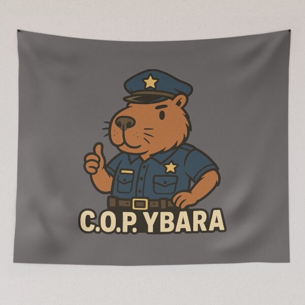 Item preview, C.O.P. Ybara – Funny Capybara Pun Meme Sticker, Shirt & Mug designed and sold by RollFuzzy.