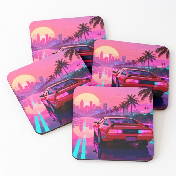 Item preview, Neon Synthwave Sunset Drive 80s Miami Outrun Retro Sports Car Art designed and sold by GetGoodFit.