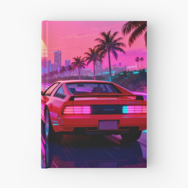 Artikelvorschau, Neon-Synthwave-Sonnenuntergangsfahrt, 80er-Jahre-Miami-Outrun, Retro-Sportwagen-Kunst entworfen und verkauft von GetGoodFit.