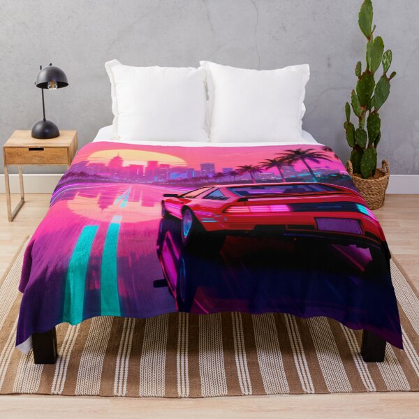 Item preview, Neon Synthwave Sunset Drive 80s Miami Outrun Retro Sports Car Art designed and sold by GetGoodFit.