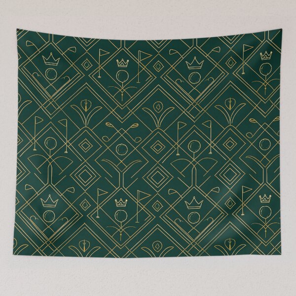 Item preview, Luxury Art Deco Golf Pattern – Emerald Green & Gold Elegant Seamless Design designed and sold by MKV Design.