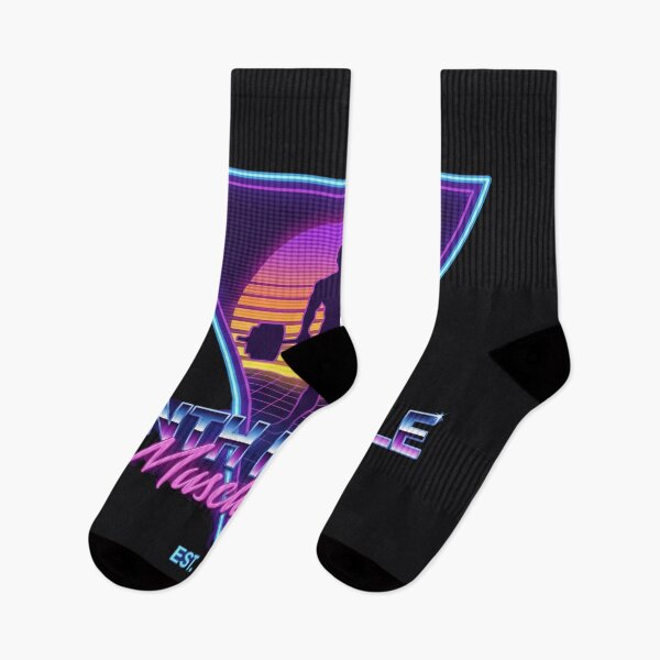Item preview, Retro 80s Synthwave Weightlifter Silhouette Neon Sunset designed and sold by Bmd4Fitness.