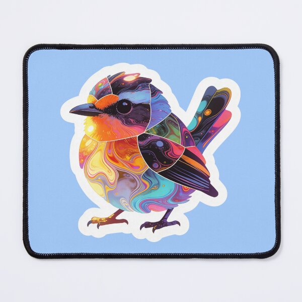Item preview, Psychedelic Fluid Art Bird Decal Neon Cosmic Swirls and Abstract Geometric Segments designed and sold by Cherrydora.