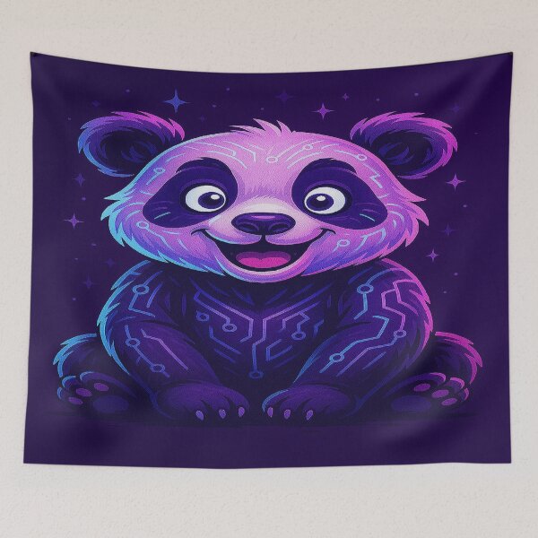 Item preview, Neon Cyber Panda — Futuristic Glow Circuit Animal Art | Cute Cyberpunk Panda Illustration designed and sold by AyoubCreativeLab.