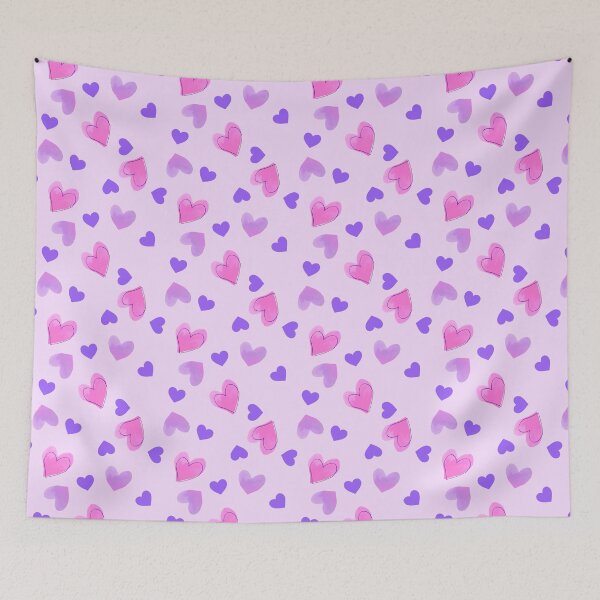 Item preview,  Purple Hearts Watercolor Pink  Pattern  designed and sold by CandyAppleCats.