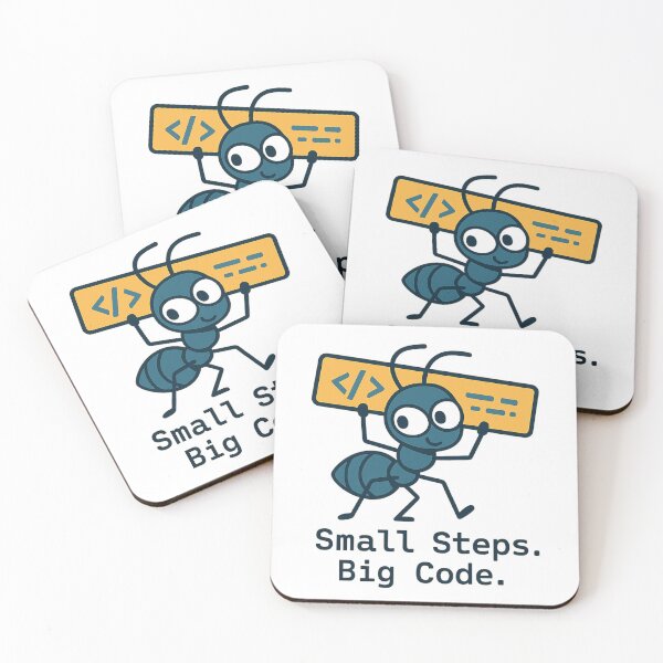 Item preview, Small Steps. Big Code - Cartoon Ant Developer T-Shirt / Coffee Mug for Programmers, Coders, Tech Lovers designed and sold by OffTopicStudio.